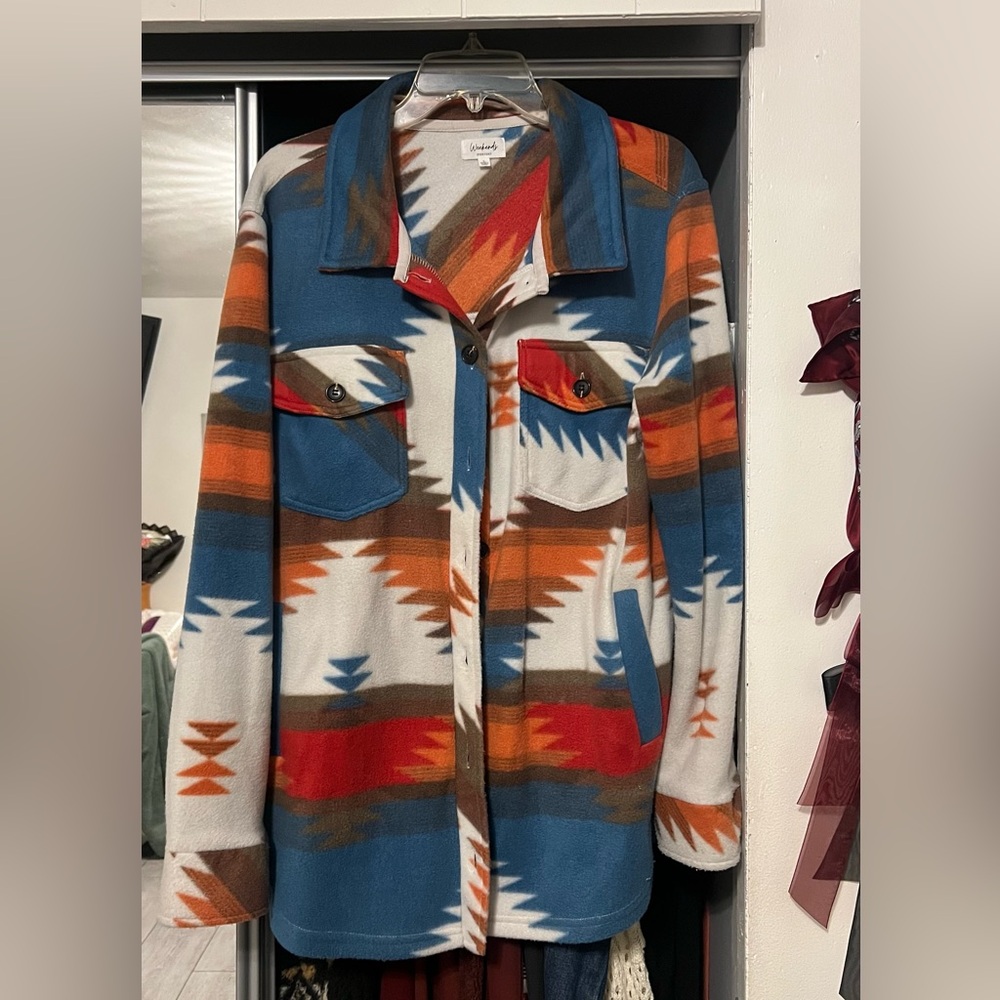 women’s fleece aztec pattern jacket